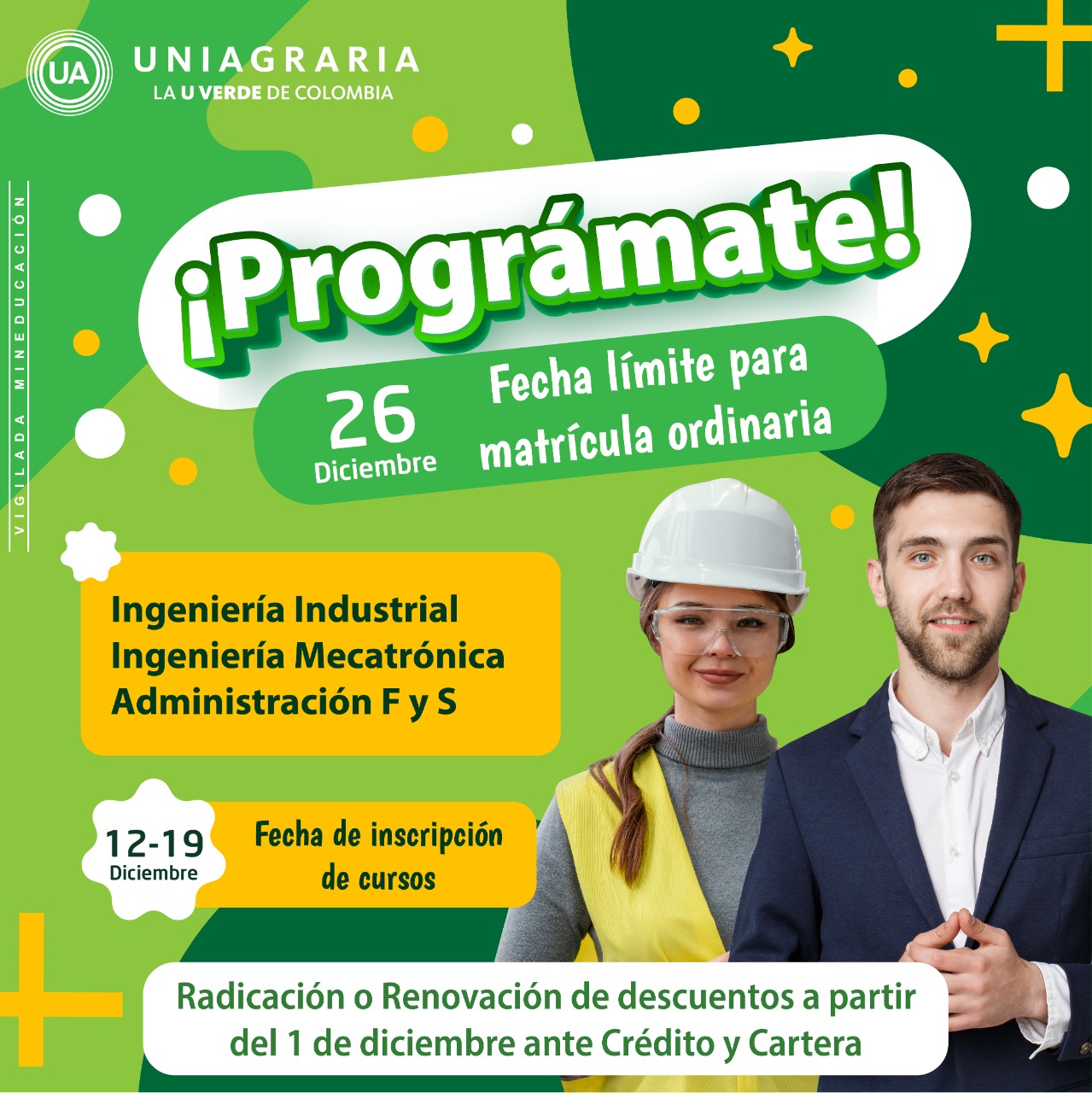 ¡Prográmate! Matrícula ordinaria Ing. Industria, Ing. Mecatrónica y Administración F y S