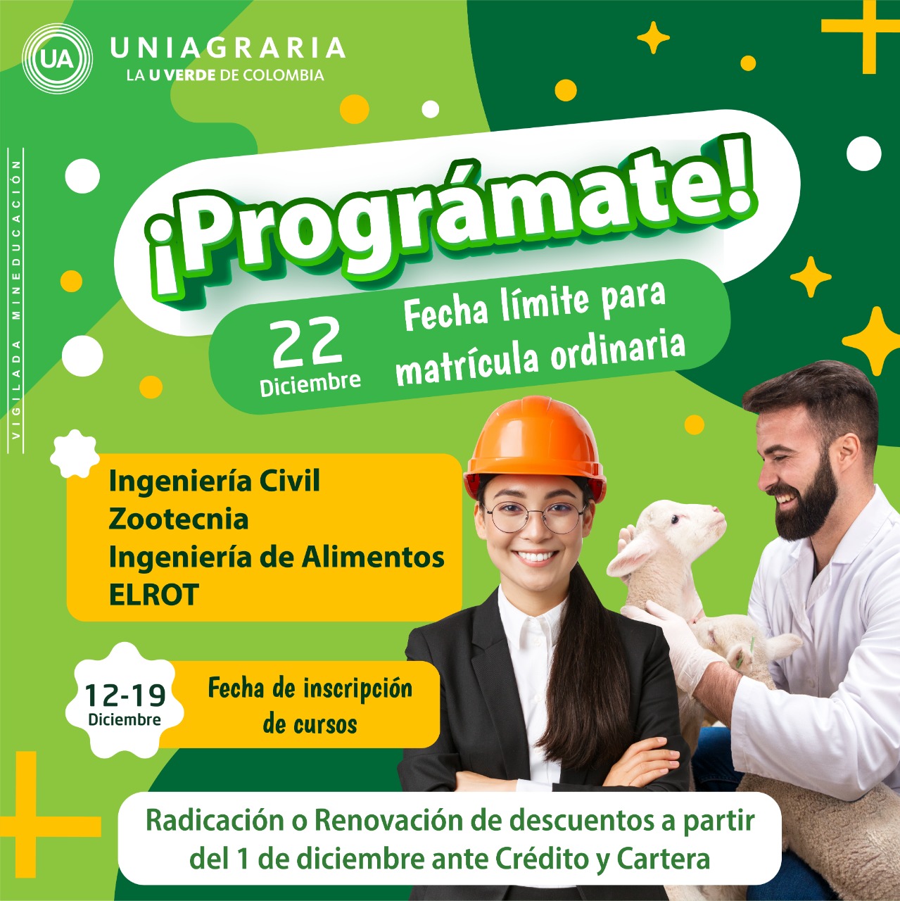 ¡Prográmate! Matrícula ordinaria Ing. Civil, Zootecnia, Ing. de Alimentos y ELROT