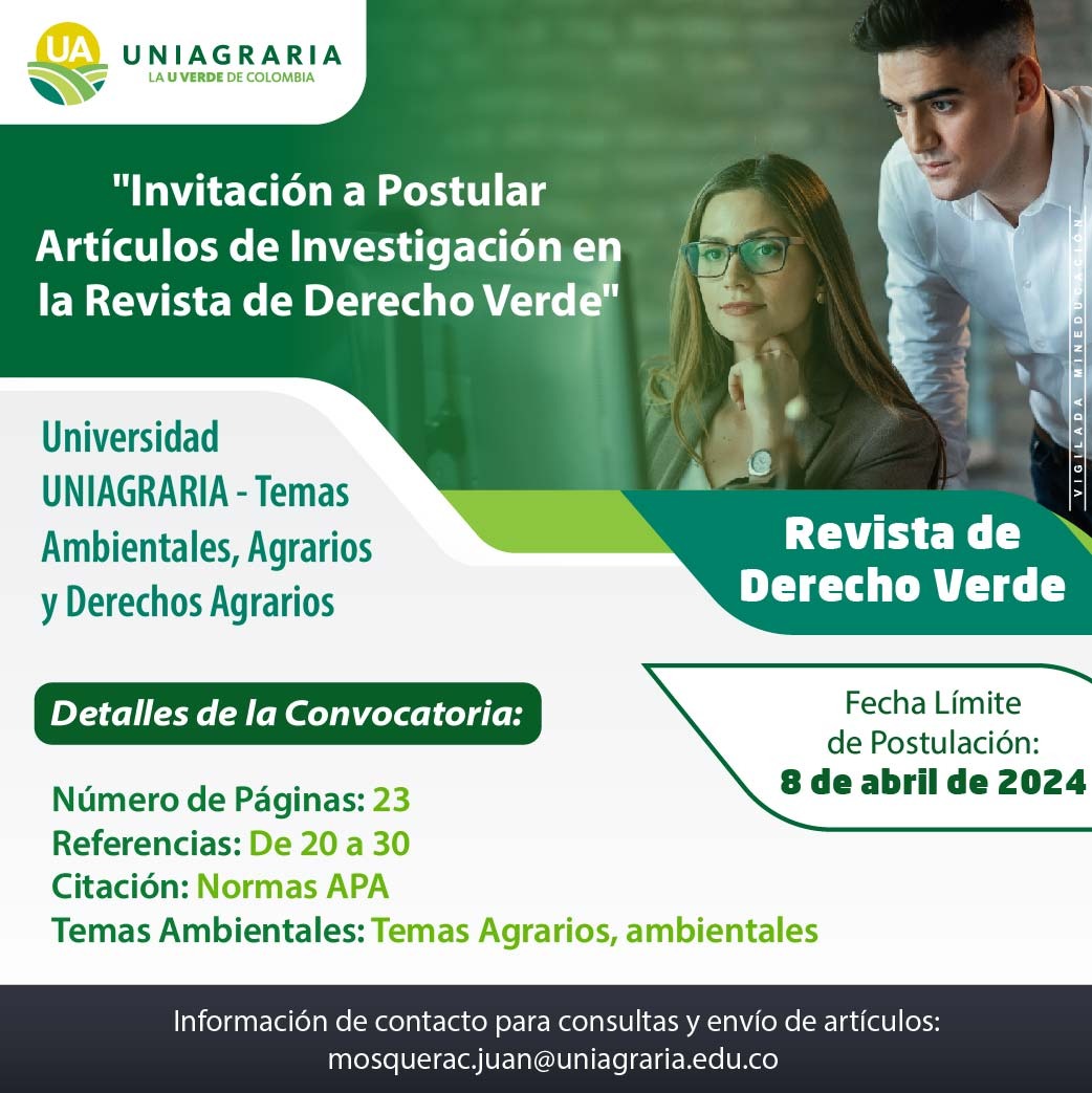 Invitación a postular artículos de investigación en la revista de derecho verde