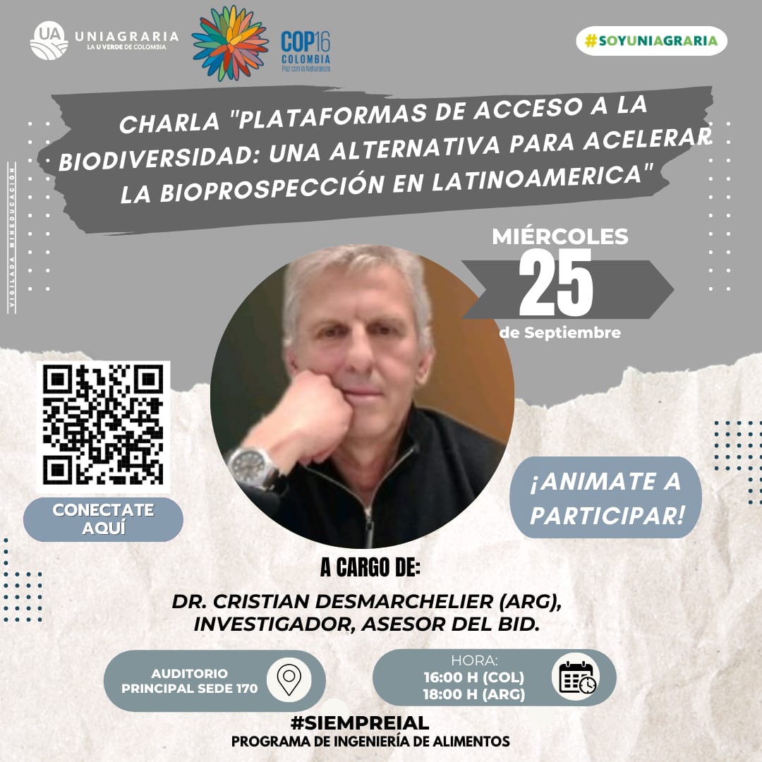 Charla: Plataformas de acceso a la Biodiversidad, una alternativa para acelerar la Bioprospección en Latinoamérica