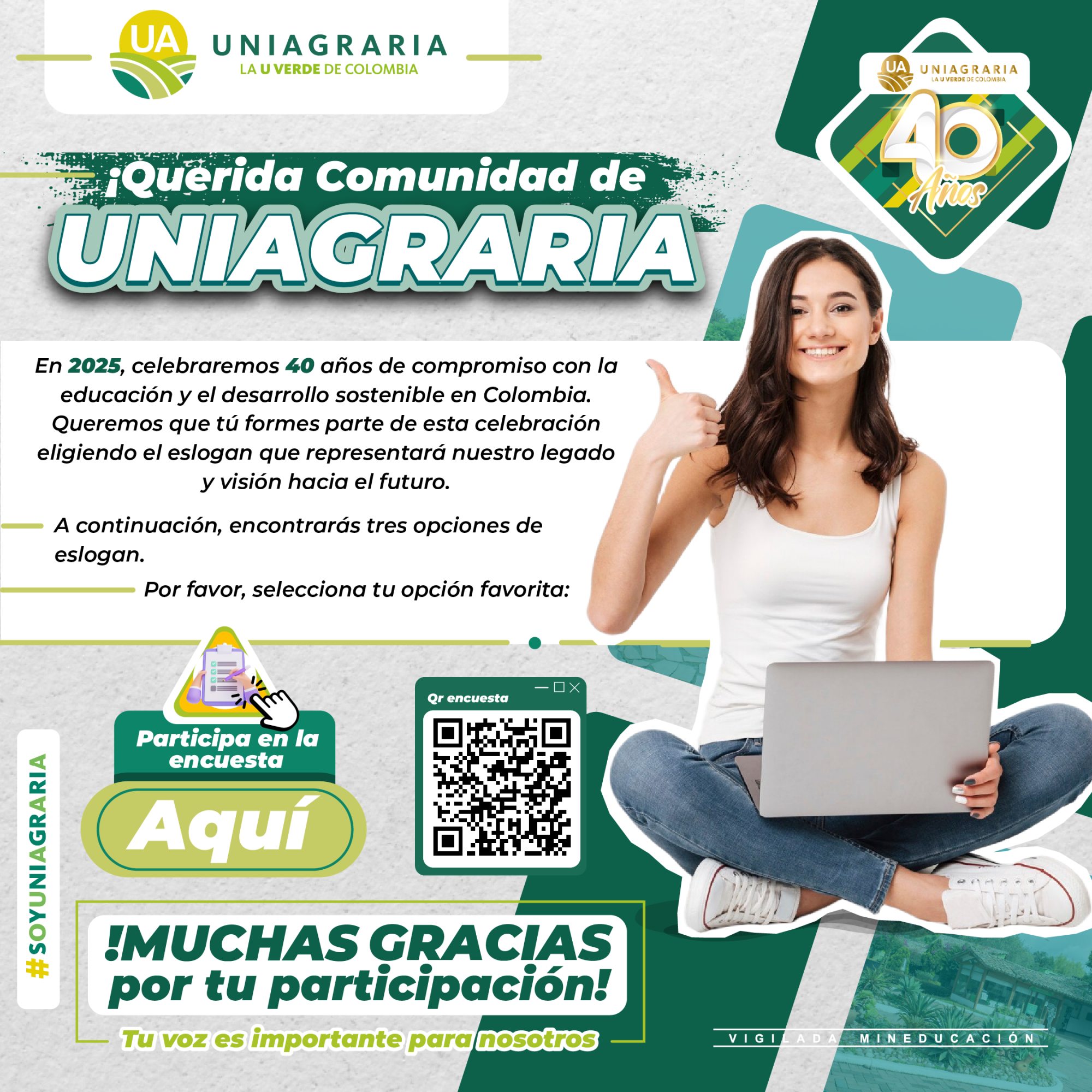 Querida comunidad de Uniagraria ¿Cuál  crees que debería ser nuestro eslogan?