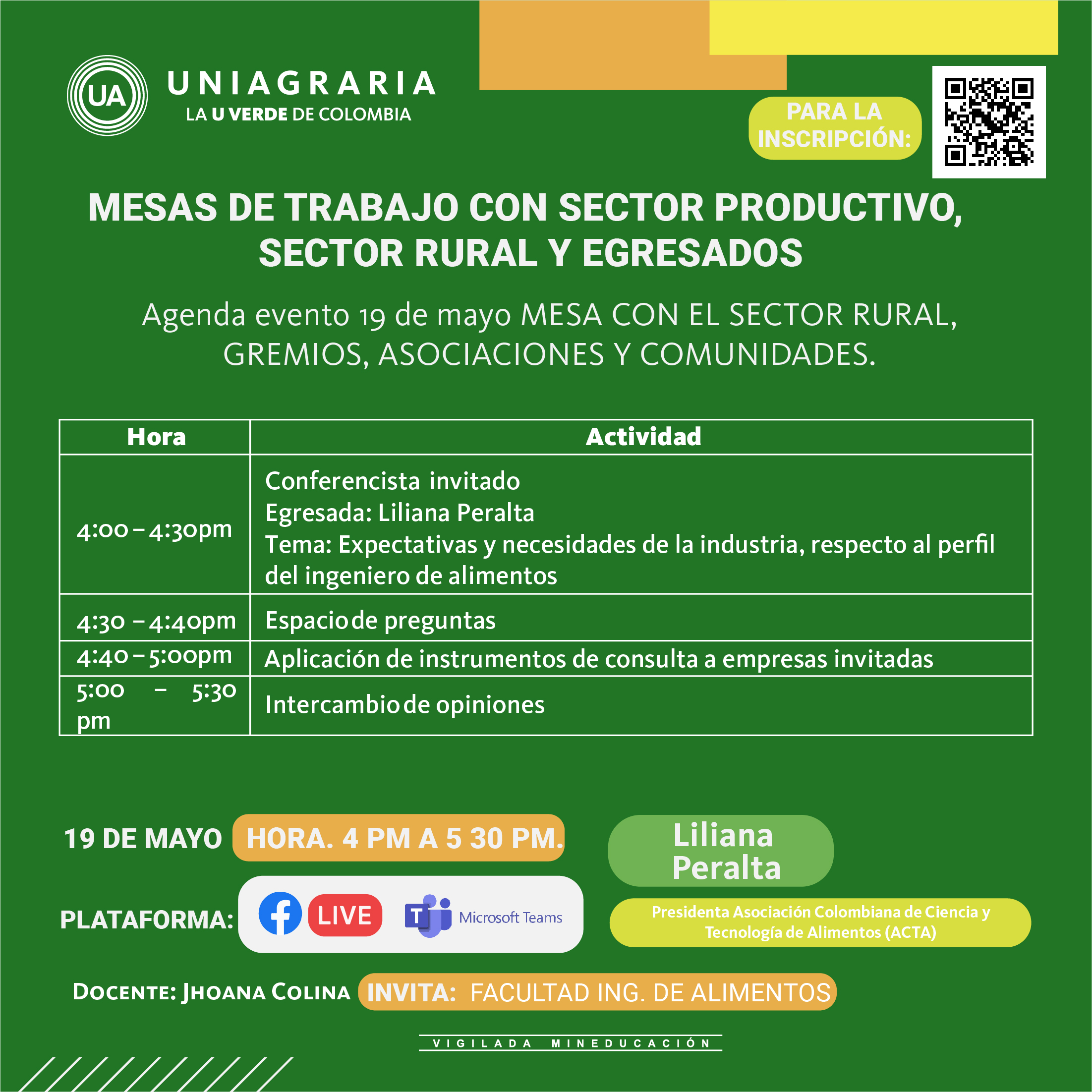 Mesas de trabajo con sector productivo, sector rural y Egresados