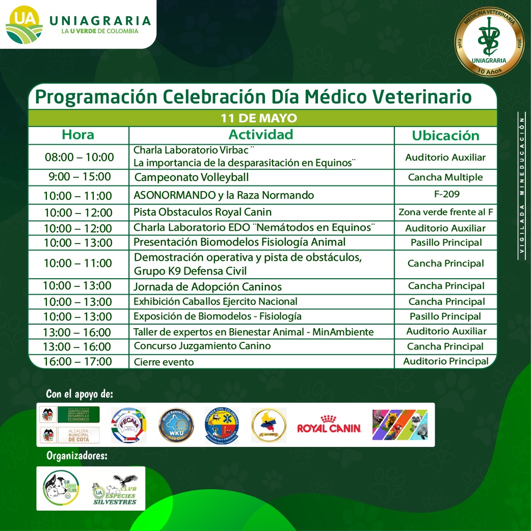 Programación celebración Día Médico Veterinario 11 de Mayo