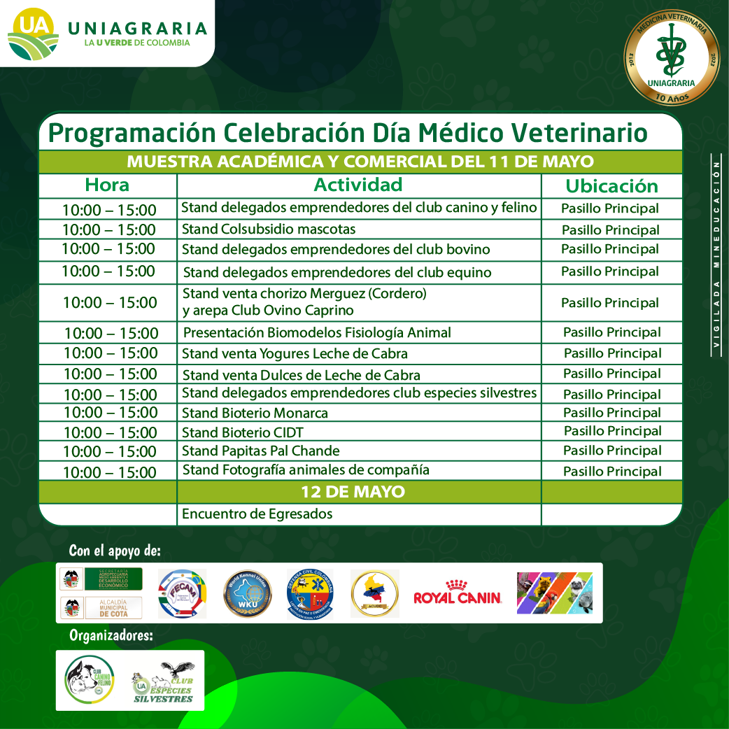 Programación celebración Día Médico Veterinario 11 de Mayo