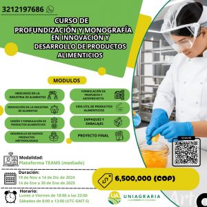 Curso de Profundización y Monografía en Innovación y desarrollo de productos alimenticios